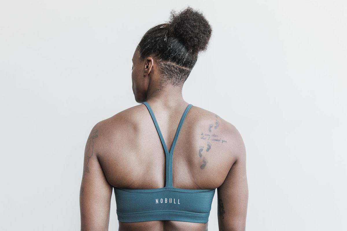 Nobull Halter Matte Women's Sports Bras Deep Turquoise | Australia (ID3091)